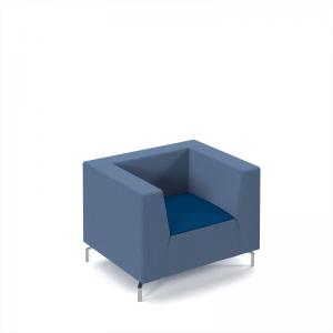 Alban low back single seater sofa with chrome legs - maturity blue