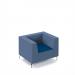 Alban low back single seater sofa with chrome legs - maturity blue seat with range blue back