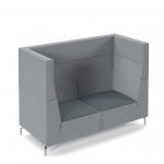 Alban high back double seater sofa with chrome legs - elapse grey seat with late grey back ALBAN02-HIGH-EG-LG