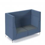 Alban high back double seater sofa with chrome legs - elapse grey seat with range blue back ALBAN02-HIGH-EG-RB