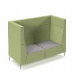 Alban high back double seater sofa with chrome legs - forecast grey seat with endurance green back ALBAN02-HIGH-FG-EN