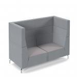 Alban high back double seater sofa with chrome legs - forecast grey seat with late grey back ALBAN02-HIGH-FG-LG
