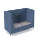 Alban high back double seater sofa with chrome legs - forecast grey seat with range blue back ALBAN02-HIGH-FG-RB