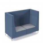 Alban high back double seater sofa with chrome legs - late grey seat with range blue back ALBAN02-HIGH-LG-RB