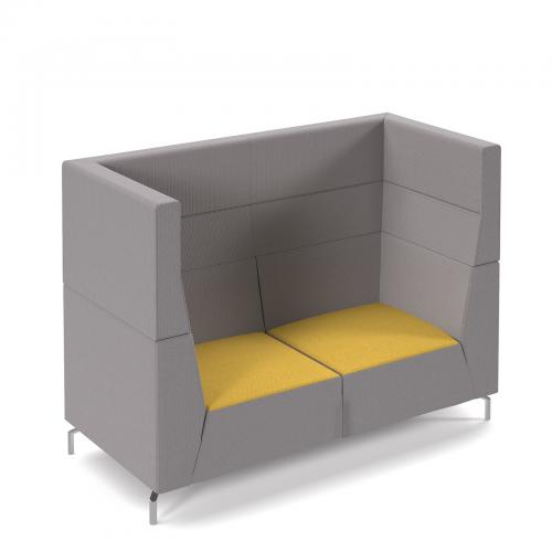 Cheap Stationery Supply of Alban high back double seater sofa with chrome legs - lifetime yellow seat with forecast grey back ALBAN02-HIGH-LY-FG Office Statationery