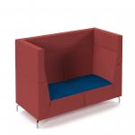 Alban high back double seater sofa with chrome legs - maturity blue seat with extent red back ALBAN02-HIGH-MB-ER