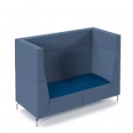 Alban high back double seater sofa with chrome legs - maturity blue seat with range blue back ALBAN02-HIGH-MB-RB