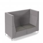 Alban high back double seater sofa with chrome legs - present grey seat with forecast grey back ALBAN02-HIGH-PG-FG