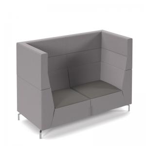 Alban high back double seater sofa with chrome legs - present grey