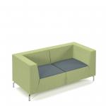 Alban low back double seater sofa with chrome legs - elapse grey seat with endurance green back ALBAN02-LOW-EG-EN