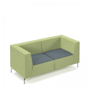 Alban low back double seater sofa with chrome legs - elapse grey seat