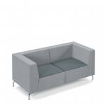 Alban low back double seater sofa with chrome legs - elapse grey seat with late grey back ALBAN02-LOW-EG-LG