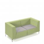 Alban low back double seater sofa with chrome legs - forecast grey seat with endurance green back ALBAN02-LOW-FG-EN