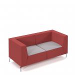 Alban low back double seater sofa with chrome legs - forecast grey seat with extent red back ALBAN02-LOW-FG-ER