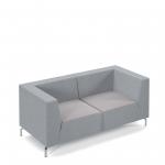 Alban low back double seater sofa with chrome legs - forecast grey seat with late grey back ALBAN02-LOW-FG-LG