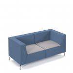Alban low back double seater sofa with chrome legs - forecast grey seat with range blue back ALBAN02-LOW-FG-RB