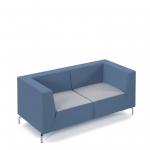 Alban low back double seater sofa with chrome legs - late grey seat with range blue back ALBAN02-LOW-LG-RB