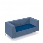 Alban low back double seater sofa with chrome legs - maturity blue seat with range blue back ALBAN02-LOW-MB-RB