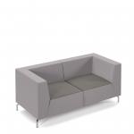Alban low back double seater sofa with chrome legs - present grey seat with forecast grey back ALBAN02-LOW-PG-FG