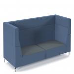 Alban high back three seater sofa with chrome legs - elapse grey seat with range blue back ALBAN03-HIGH-EG-RB