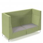 Alban high back three seater sofa with chrome legs - forecast grey seat with endurance green back ALBAN03-HIGH-FG-EN