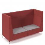 Alban high back three seater sofa with chrome legs - forecast grey seat with extent red back ALBAN03-HIGH-FG-ER