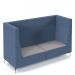 Alban high back three seater sofa with chrome legs - forecast grey seat with range blue back