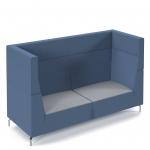 Alban high back three seater sofa with chrome legs - late grey seat with range blue back ALBAN03-HIGH-LG-RB
