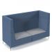 Alban high back three seater sofa with chrome legs - late grey seat with range blue back