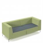 Alban low back three seater sofa with chrome legs - elapse grey seat with endurance green back ALBAN03-LOW-EG-EN