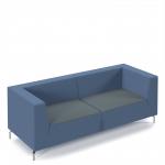 Alban low back three seater sofa with chrome legs - elapse grey seat with range blue back ALBAN03-LOW-EG-RB