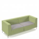 Alban low back three seater sofa with chrome legs - forecast grey seat with endurance green back ALBAN03-LOW-FG-EN