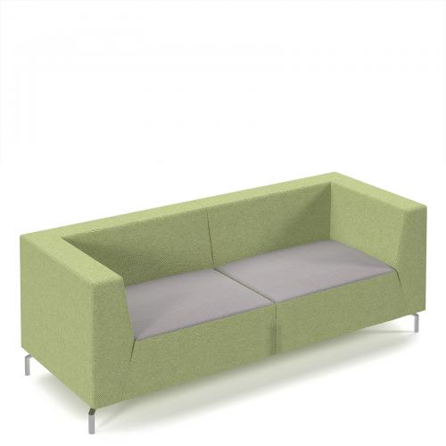 Cheap Stationery Supply of Alban low back three seater sofa with chrome legs - forecast grey seat with endurance green back ALBAN03-LOW-FG-EN Office Statationery