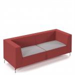 Alban low back three seater sofa with chrome legs - forecast grey seat with extent red back ALBAN03-LOW-FG-ER