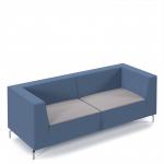 Alban low back three seater sofa with chrome legs - forecast grey seat with range blue back ALBAN03-LOW-FG-RB