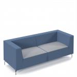 Alban low back three seater sofa with chrome legs - late grey seat with range blue back ALBAN03-LOW-LG-RB