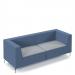 Alban low back three seater sofa with chrome legs - late grey seat with range blue back