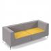 Alban low back three seater sofa with chrome legs - lifetime yellow seat with forecast grey back