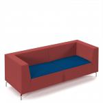 Alban low back three seater sofa with chrome legs - maturity blue seat with extent red back ALBAN03-LOW-MB-ER