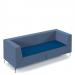 Alban low back three seater sofa with chrome legs - maturity blue seat with range blue back