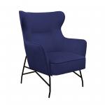 Alpha high back lounge chair with black metal frame - dark blue ALP01-DB