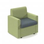 Alto modular reception seating with arms - elapse grey seat and arms with endurance green back ALT50004-EG-EN