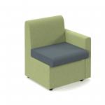 Alto modular reception seating with left hand arm - elapse grey seat and arm with endurance green back ALT50005-EG-EN