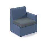Alto modular reception seating with left hand arm - elapse grey seat and arm with range blue back ALT50005-EG-RB