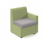 Alto modular reception seating with left hand arm - forecast grey seat and arm with endurance green back ALT50005-FG-EN