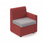 Alto modular reception seating with left hand arm - forecast grey seat and arm with extent red back ALT50005-FG-ER