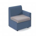 Alto modular reception seating with left hand arm - forecast grey seat and arm with range blue back ALT50005-FG-RB
