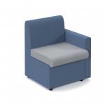 Alto modular reception seating with left hand arm - late grey seat and arm with range blue back ALT50005-LG-RB