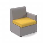 Alto modular reception seating with left hand arm - lifetime yellow seat and arm with forecast grey back ALT50005-LY-FG