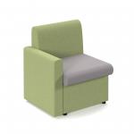 Alto modular reception seating with right hand arm - forecast grey seat and arm with endurance green back ALT50006-FG-EN